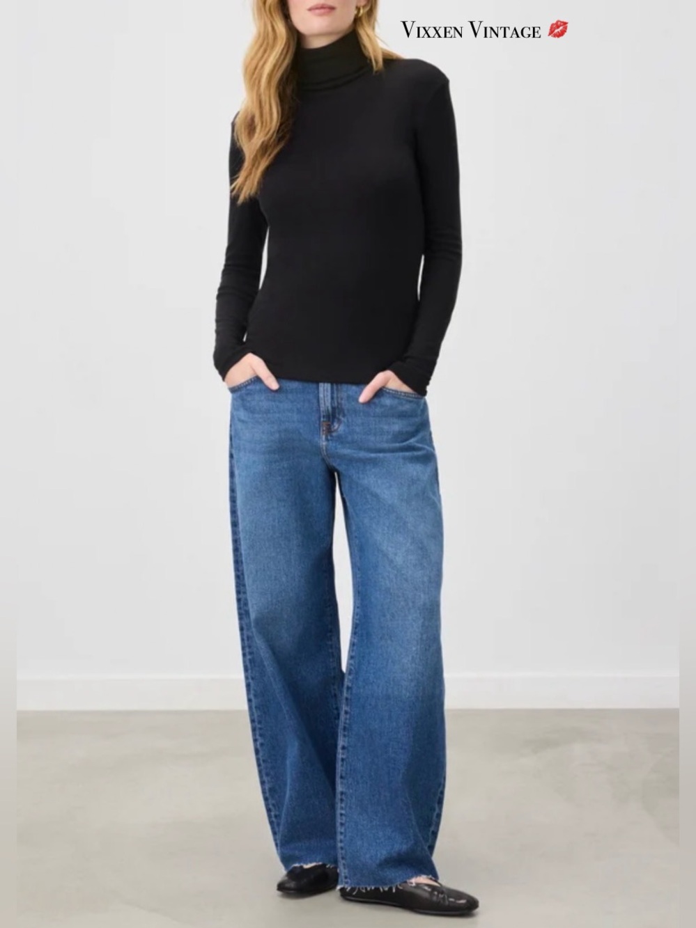SPLENDID RIBBED LONG SLEEVE TURTLENECK IN BLACK